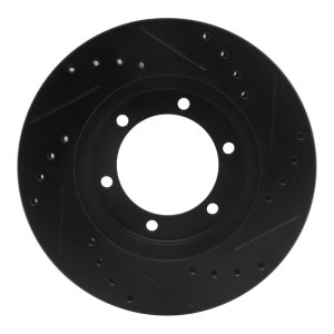 Nissan Frontier Brake Rotor (1) - Front Left - R1 Concepts - Drilled & Slotted - Black - `98-`15